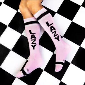 GUMBALL POODLE “Lazy” Tall Athletic Knee Socks - Size OSFM - Pink/Black NWT